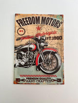 PLAQUE MÉTAL FREEDOM MOTORS 30X40 CM - PLAQUE DECORATIVE - ANIMAUX-RESINE.FR