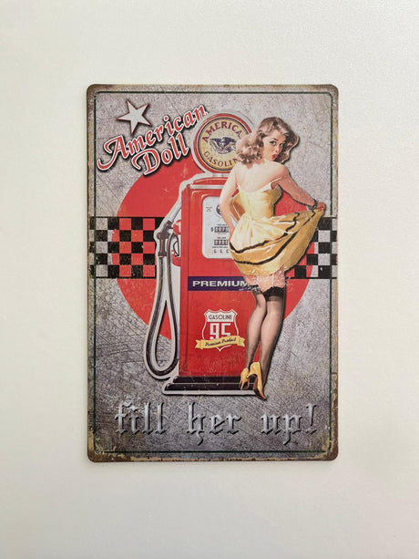 PLAQUE MÉTAL GASOLINE 30X20 CM - PLAQUE DECORATIVE - ANIMAUX-RESINE.FR