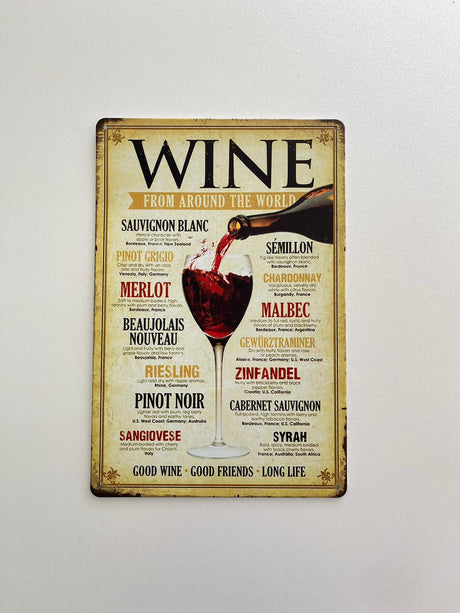 PLAQUE MÉTAL GOOD WINE 30X20 CM - PLAQUE DECORATIVE - ANIMAUX-RESINE.FR