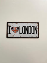 PLAQUE MÉTAL I LOVE LONDON 15x30 CM - PLAQUE DECORATIVE - ANIMAUX-RESINE.FR