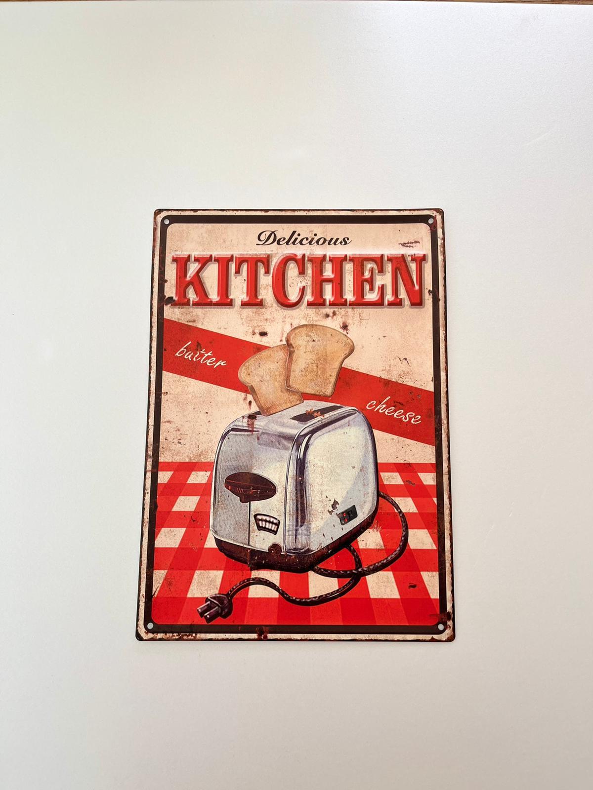 PLAQUE MÉTAL KITCHEN 30X40 CM - PLAQUE DECORATIVE - ANIMAUX-RESINE.FR