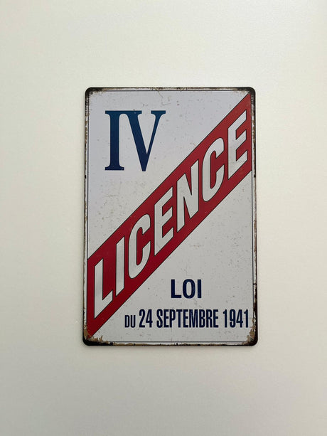 PLAQUE MÉTAL LICENCE 30X20 CM - PLAQUE DECORATIVE - ANIMAUX-RESINE.FR