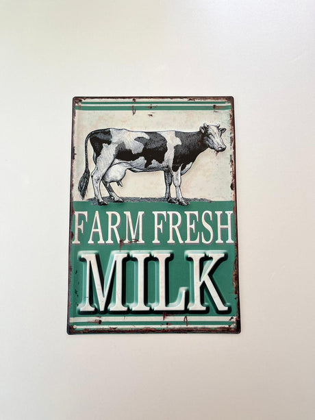 PLAQUE MÉTAL MILK 30X40 CM - PLAQUE DECORATIVE - ANIMAUX-RESINE.FR