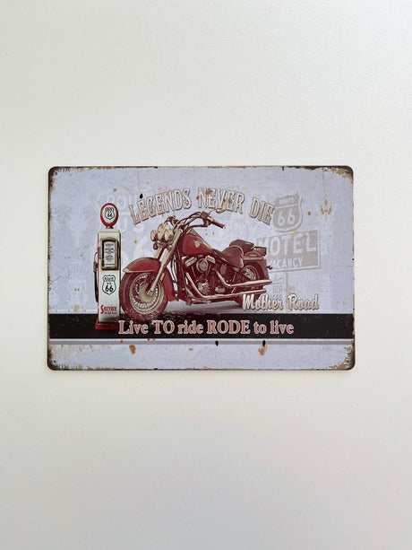 PLAQUE MÉTAL NEVER DIE 30X20 CM - PLAQUE DECORATIVE - ANIMAUX-RESINE.FR