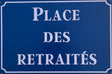 PLAQUE MÉTAL PLACE RETRAITEE 30X20 CM - PLAQUE DECORATIVE - ANIMAUX-RESINE.FR