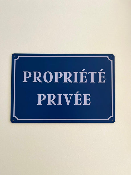 PLAQUE MÉTAL PRIOPRIETE PRIVEE 30X20 CM - PLAQUE DECORATIVE - ANIMAUX-RESINE.FR