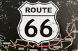 PLAQUE MÉTAL ROUTE 66 BLACK 30X20 CM - PLAQUE DECORATIVE - ANIMAUX-RESINE.FR