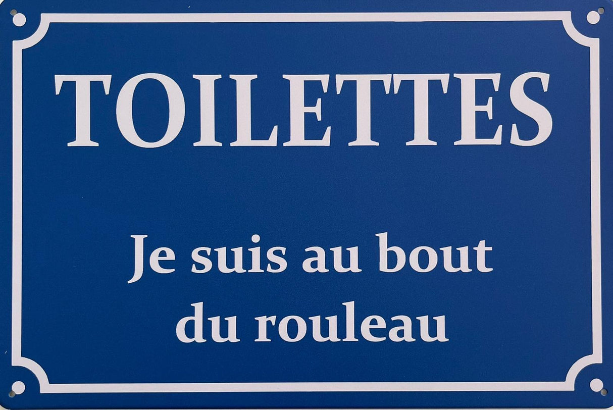 PLAQUE MÉTAL RUE TOILETTE 30X20 CM - PLAQUE DECORATIVE - ANIMAUX-RESINE.FR