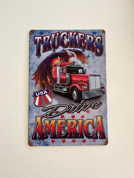 PLAQUE MÉTAL TRUCKERS 30X20 CM - PLAQUE DECORATIVE - ANIMAUX-RESINE.FR