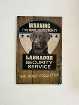 PLAQUE MÉTAL WARNING DOG 30X20 CM - PLAQUE DECORATIVE - ANIMAUX-RESINE.FR