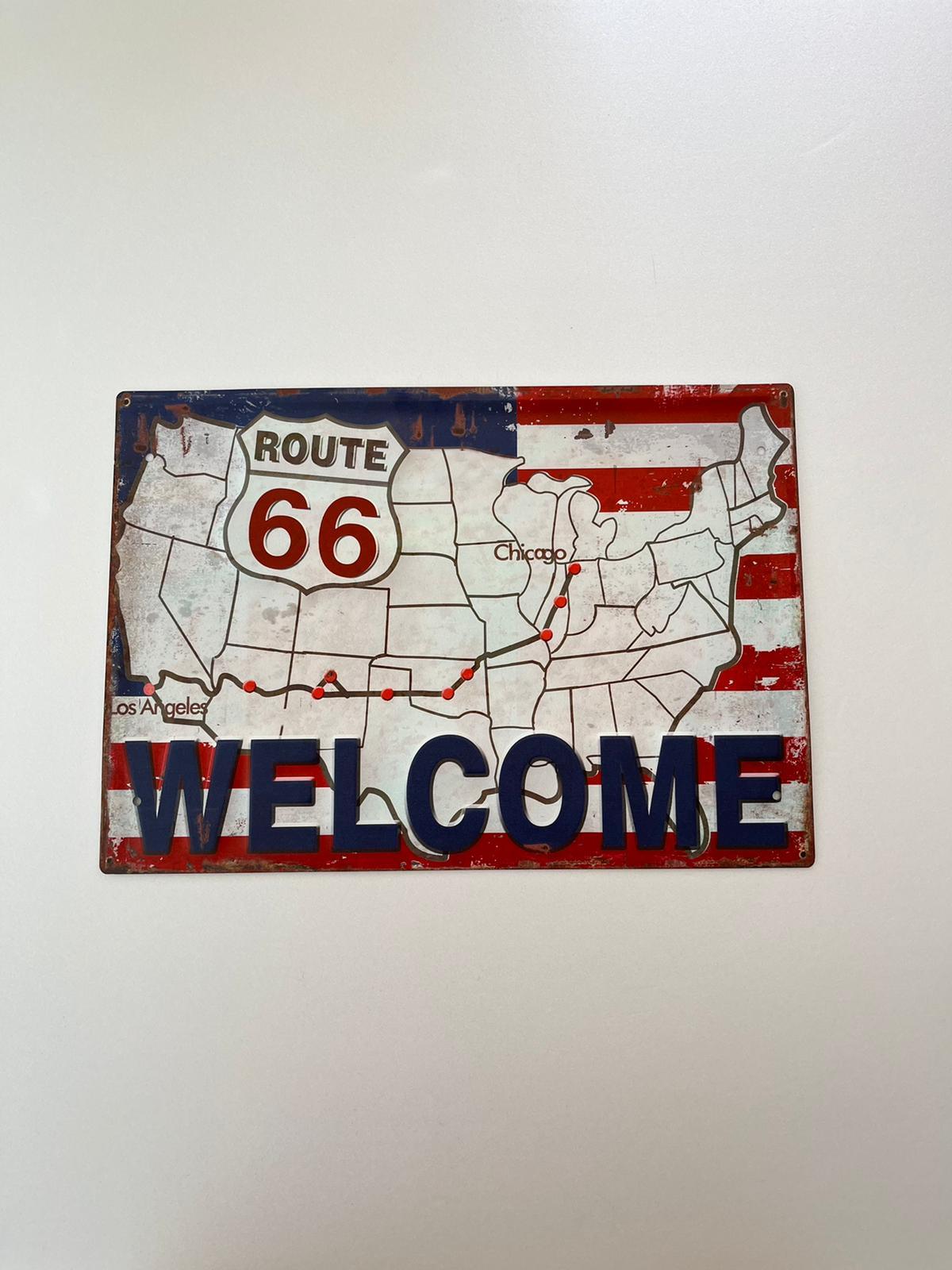 PLAQUE MÉTAL WELCOME 30X40 CM - PLAQUE DECORATIVE - ANIMAUX-RESINE.FR