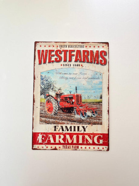 PLAQUE MÉTAL WESTFARMS 30X40 CM - PLAQUE DECORATIVE - ANIMAUX-RESINE.FR