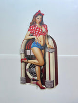 PLAQUE PIN-UP MÉTAL ROCK N ROLL 80X40 CM - PLAQUE DECORATIVE - ANIMAUX-RESINE.FR